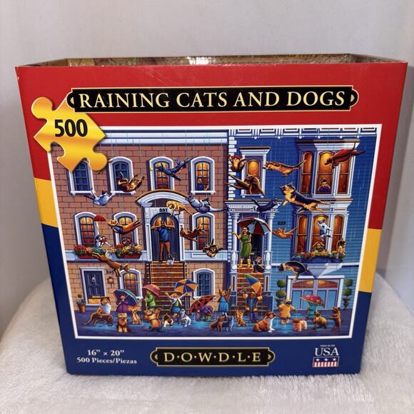Raining Cats & Dogs 500 Piece Jigsaw Puzzle Dowdle New - Picture 2 of 6